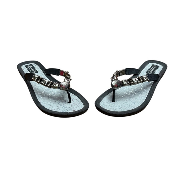 NEW, Grandco, Jeweled Wedge Sandals, Size 9, Black - Picture 3 of 9